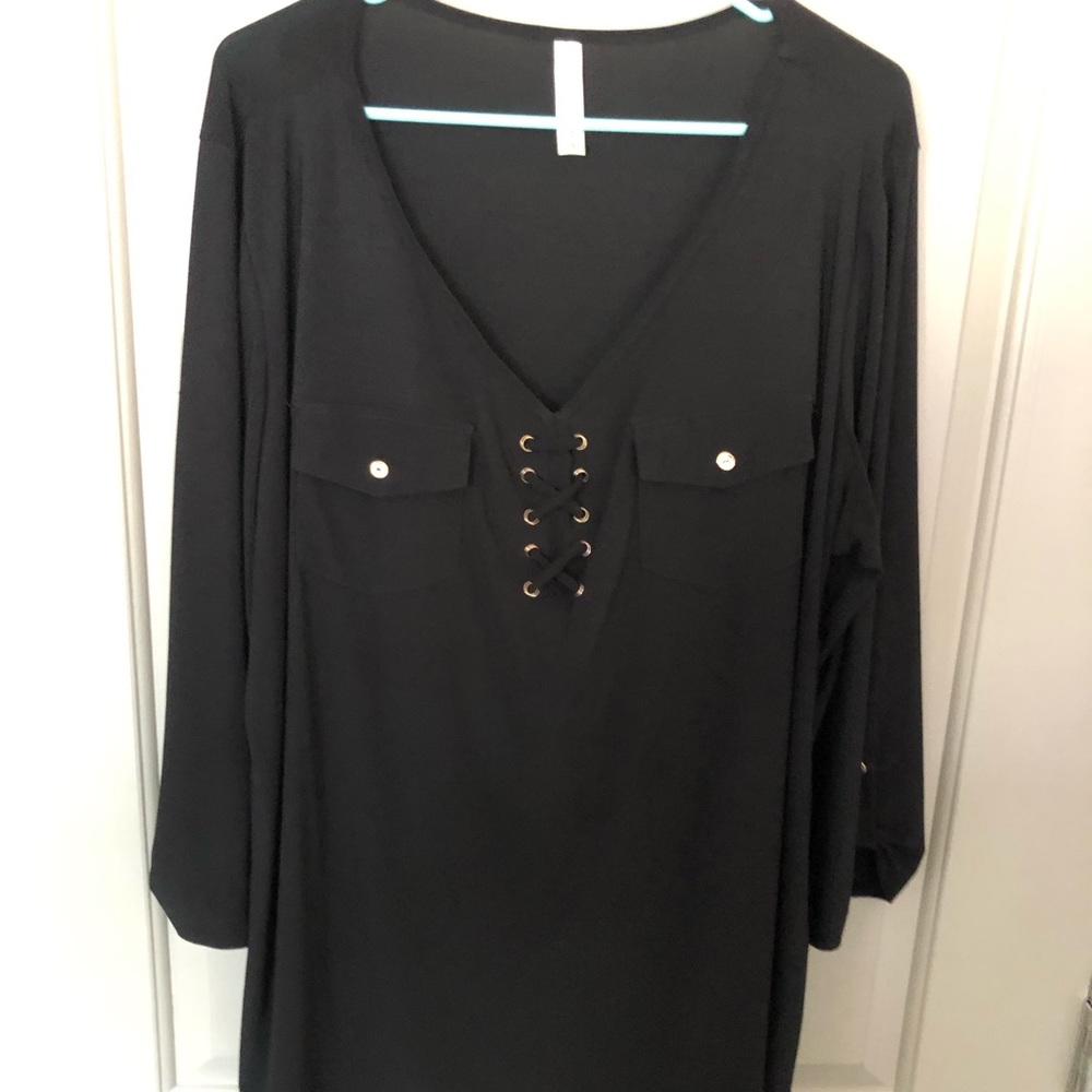 Black blouse with tie front